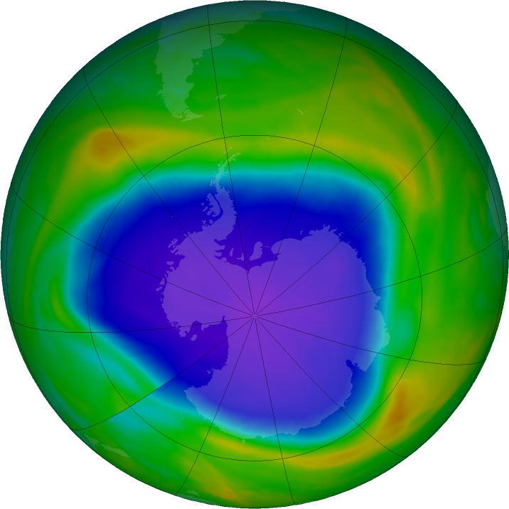 Antarctic ozone map for 28 October 2021